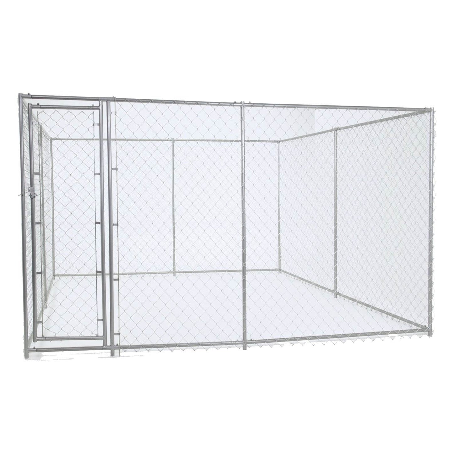 Lucky Dog 10 x 10 Ft Outdoor Steel Chain Link Dog Kennel & Waterproof Roof Cover - Angler's Pro Tackle & Outdoors