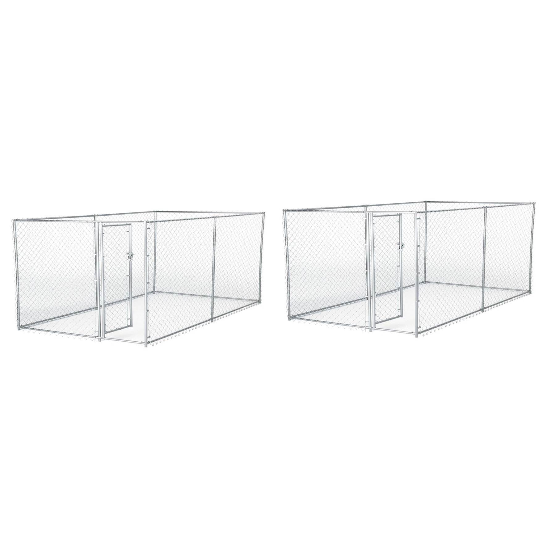 Lucky Dog 10 x 5 x 4 Foot Heavy Duty Outdoor Chain Link Kennel Enclosure (2 Pk) - Angler's Pro Tackle & Outdoors