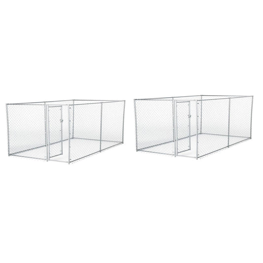 Lucky Dog 10 x 5 x 4 Foot Heavy Duty Outdoor Chain Link Kennel Enclosure (2 Pk) - Angler's Pro Tackle & Outdoors