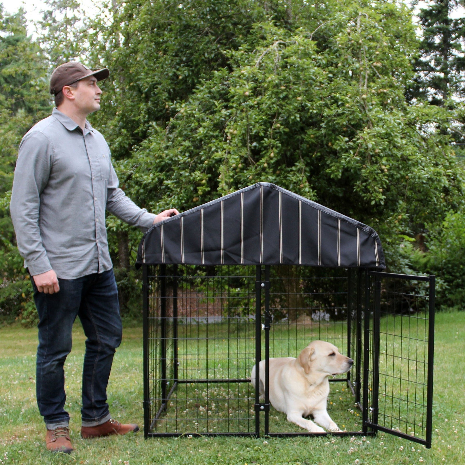 Lucky Dog 4' x 4' x 4.3' Uptown Welded Wire Dog Kennel w/ Waterproof Cover - Angler's Pro Tackle & Outdoors