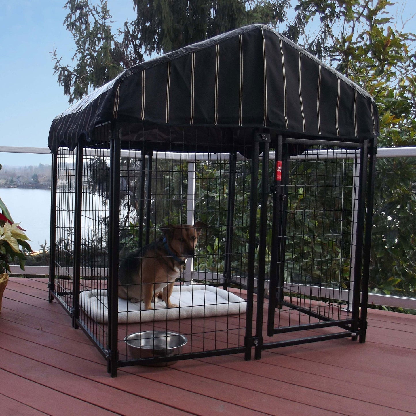 Lucky Dog 4' x 4' x 4.3' Uptown Welded Wire Dog Kennel w/ Waterproof Cover - Angler's Pro Tackle & Outdoors