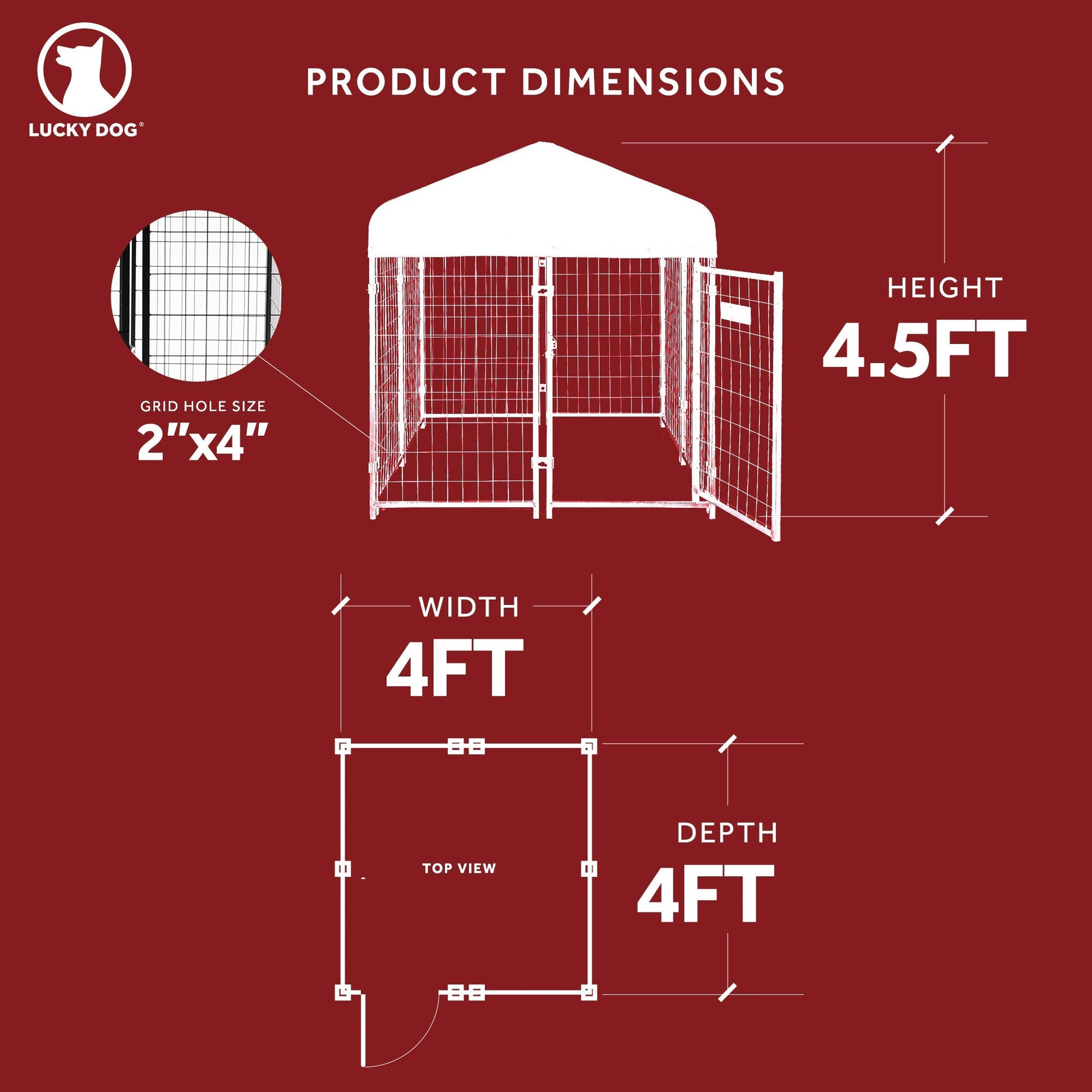 Lucky Dog 4' x 4' x 4.3' Uptown Welded Wire Dog Kennel w/ Waterproof Cover - Angler's Pro Tackle & Outdoors