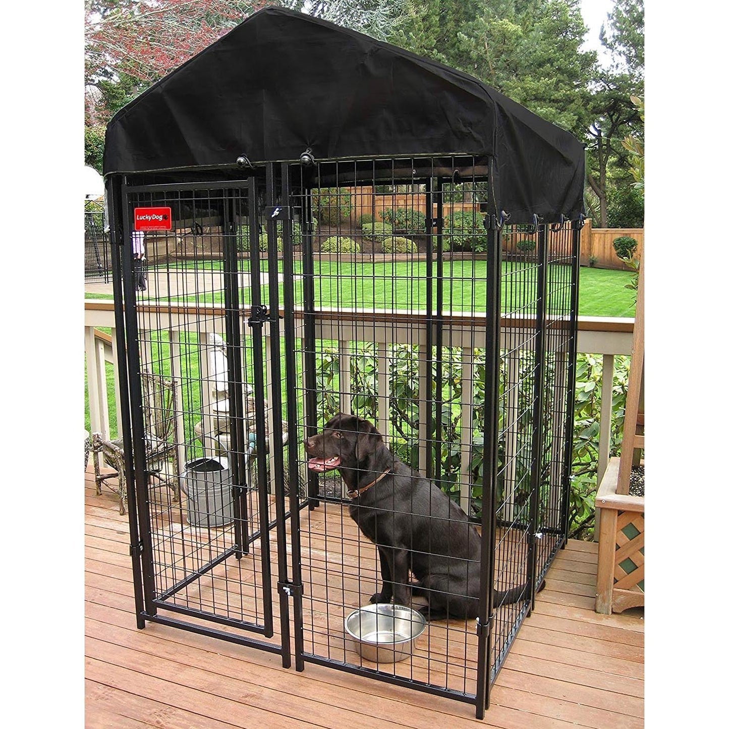 Lucky Dog 4' x 4' x 6' Uptown Welded Wire Outdoor Dog Kennel w/ Waterproof Cover - Angler's Pro Tackle & Outdoors