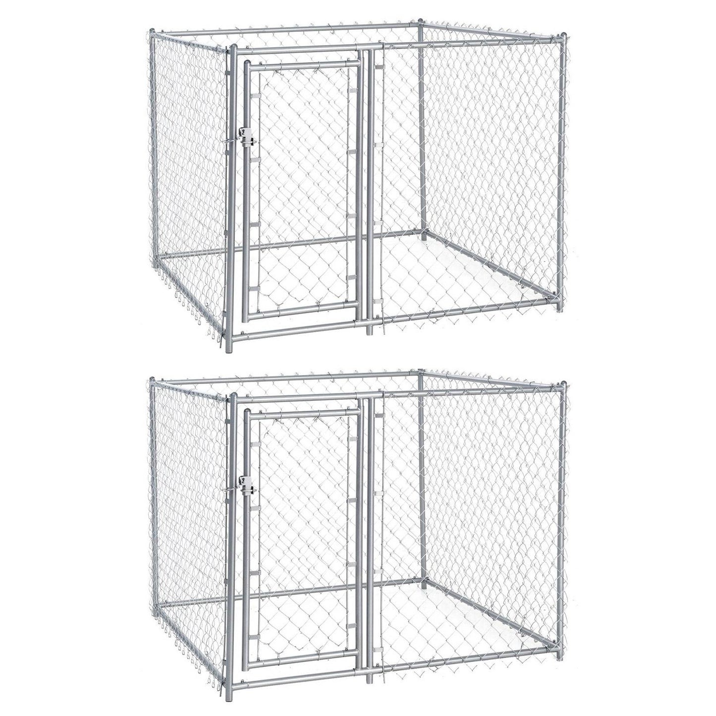 Lucky Dog 5 x 5 x 4 Foot Heavy Duty Outdoor Chain Link Dog Kennel (2 Pack) - Angler's Pro Tackle & Outdoors