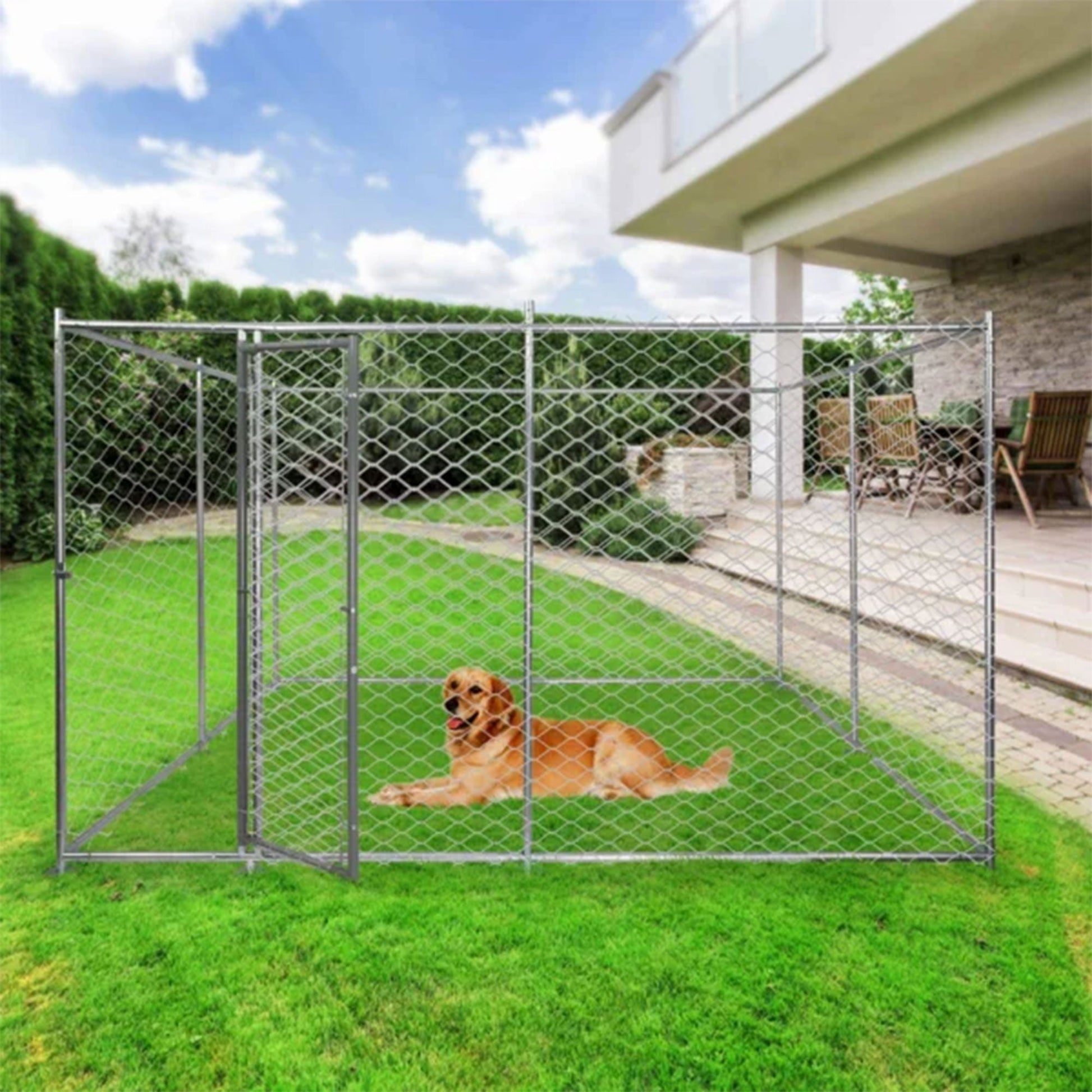 Lucky Dog Adjustable 10' x 10' x 6' Heavy Duty Chain Link Dog Kennel Enclosure - Angler's Pro Tackle & Outdoors