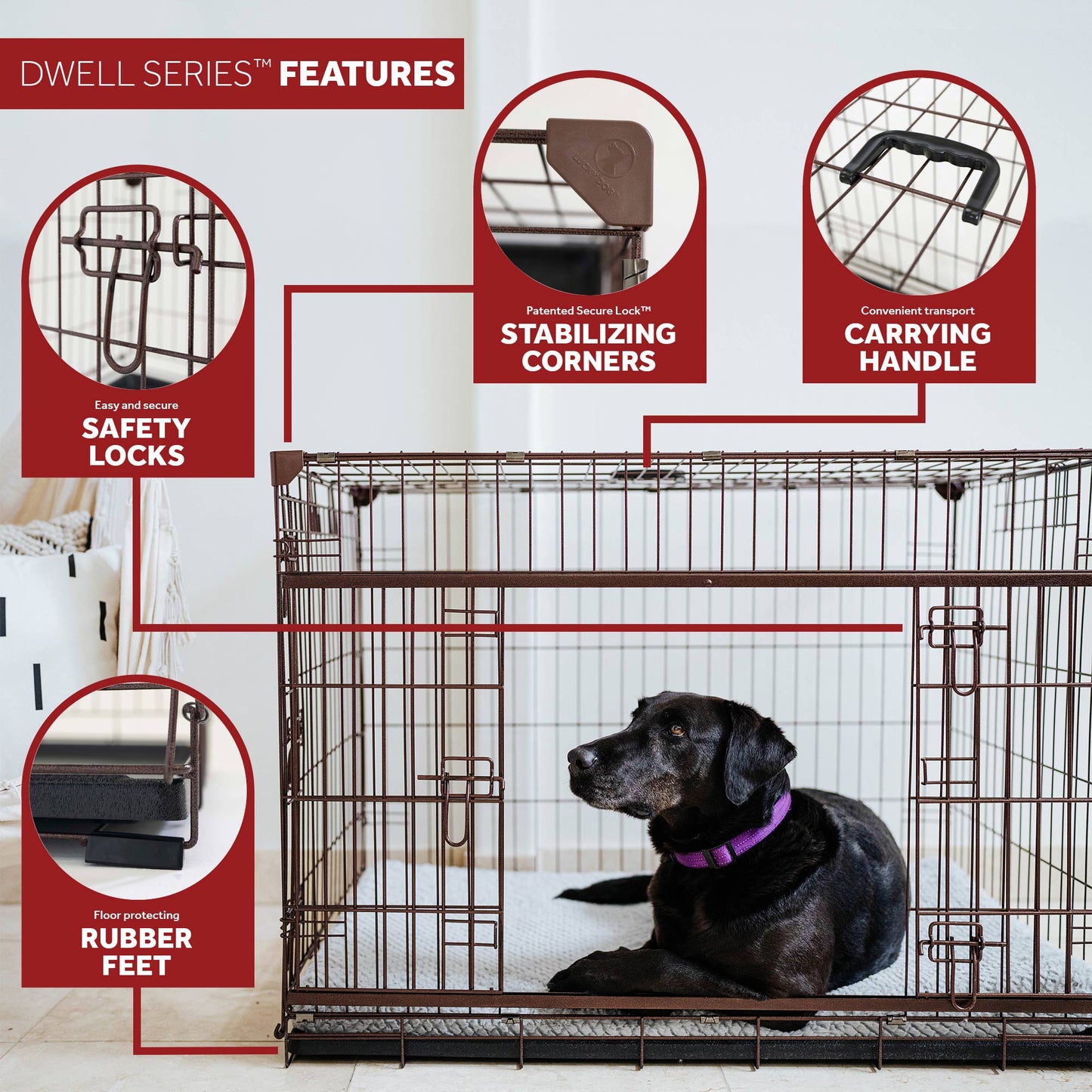 Lucky Dog Dwell Series 24 Inch Small Kennel Secure Fenced Pet Dog Crate, Black - Angler's Pro Tackle & Outdoors