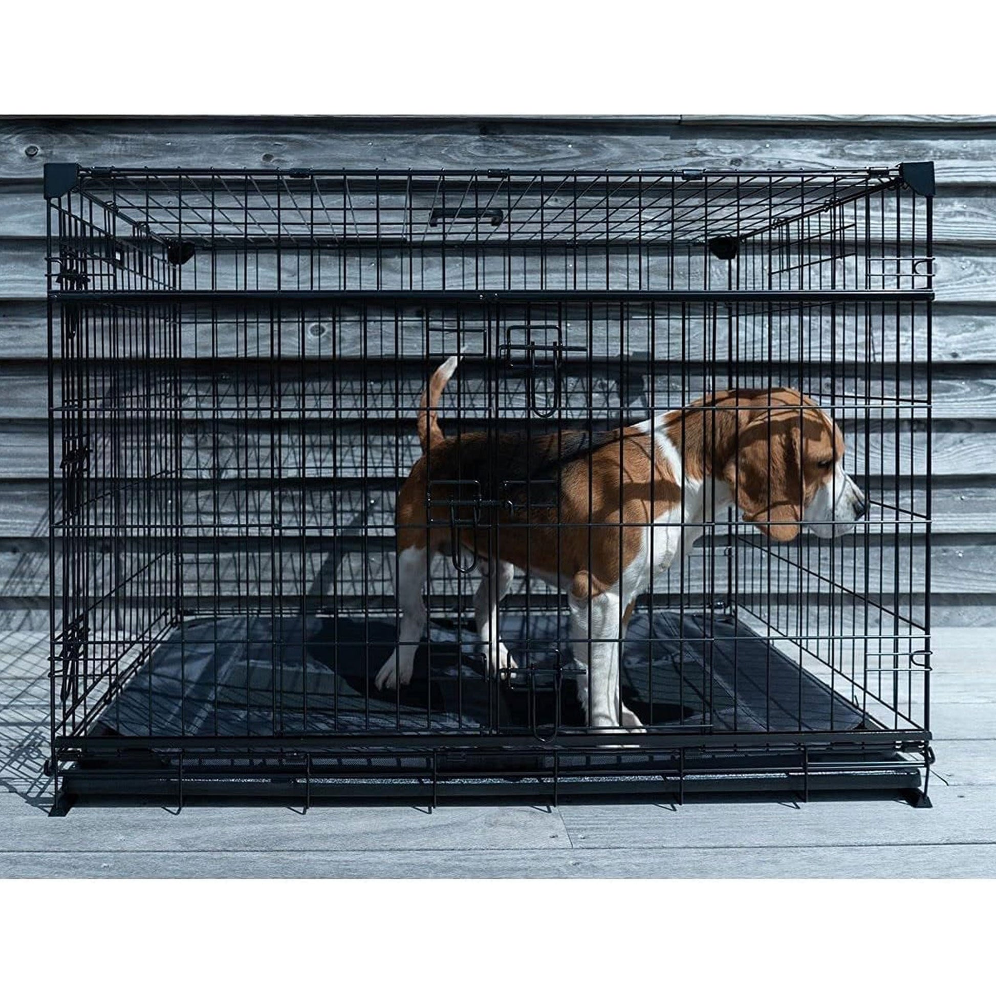 Lucky Dog Dwell Series 48 Inch XL Kennel Secure Fenced Pet Dog Crate, Black - Angler's Pro Tackle & Outdoors