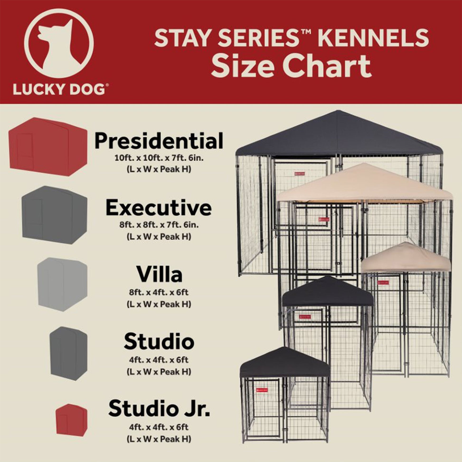 Lucky Dog STAY Series 10 x 10 x 6 Foot Roofed Steel Frame Dog Kennel, Grey - Angler's Pro Tackle & Outdoors