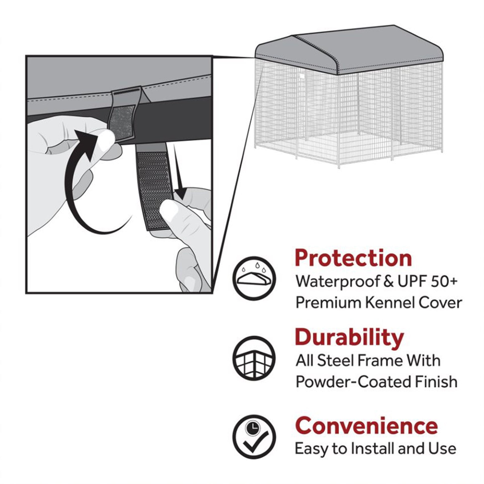 Lucky Dog STAY Series 10 x 10 x 6 Foot Roofed Steel Frame Dog Kennel, Grey - Angler's Pro Tackle & Outdoors