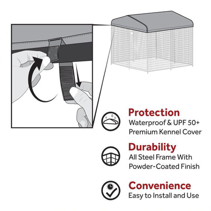 Lucky Dog STAY Series 10 x 10 x 6 Foot Roofed Steel Frame Dog Kennel, Grey - Angler's Pro Tackle & Outdoors