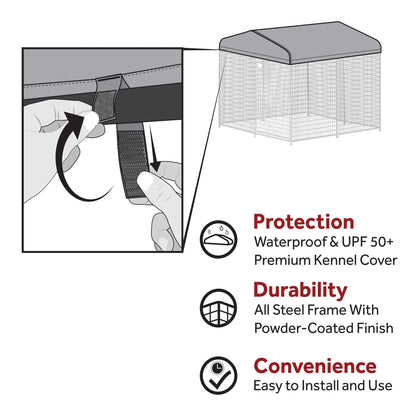 Lucky Dog STAY Series 4 x 4 x 6 Foot Roofed Steel Frame Studio Dog Kennel, Grey - Angler's Pro Tackle & Outdoors