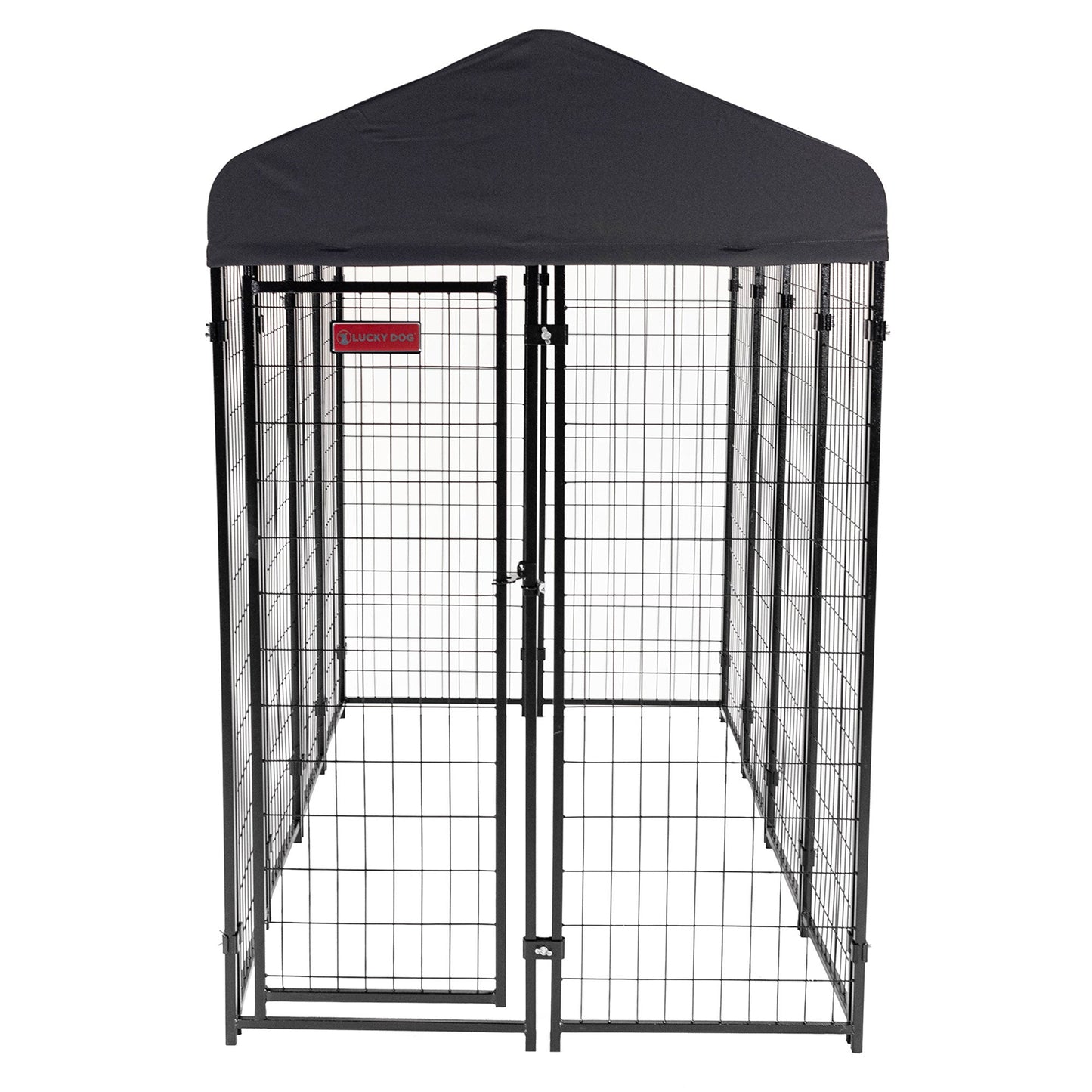 Lucky Dog STAY Series 4 x 8 x 6 Foot Roofed Steel Frame Villa Dog Kennel, Grey - Angler's Pro Tackle & Outdoors