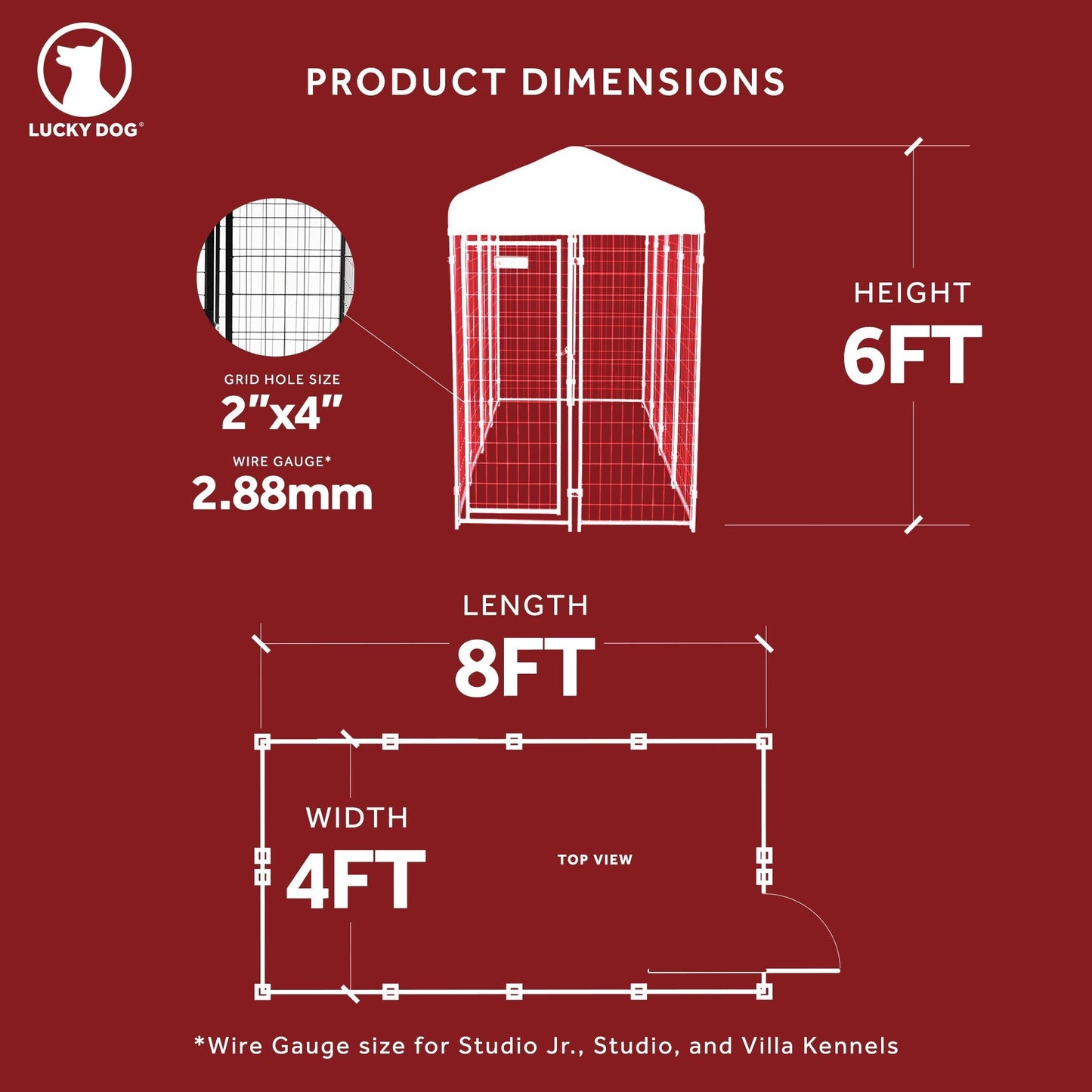 Lucky Dog STAY Series 4 x 8 x 6 Foot Roofed Steel Frame Villa Dog Kennel, Khaki - Angler's Pro Tackle & Outdoors