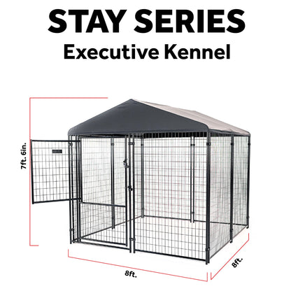 Lucky Dog STAY Series 8 x 8 x 6 Foot Roofed Steel Frame Executive Dog Kennel - Angler's Pro Tackle & Outdoors