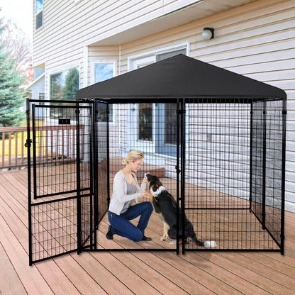 Lucky Dog STAY Series 8 x 8 x 6 Foot Roofed Steel Frame Executive Dog Kennel - Angler's Pro Tackle & Outdoors