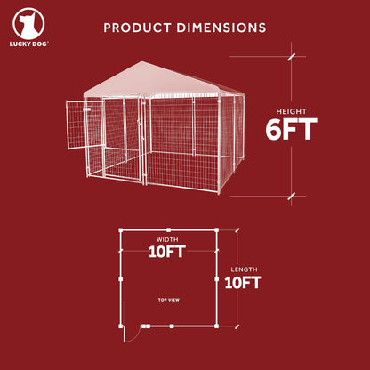 Lucky Dog STAY Series Presidential 10 x 10 x 6 Ft Steel Frame Dog Kennel, Khaki - Angler's Pro Tackle & Outdoors