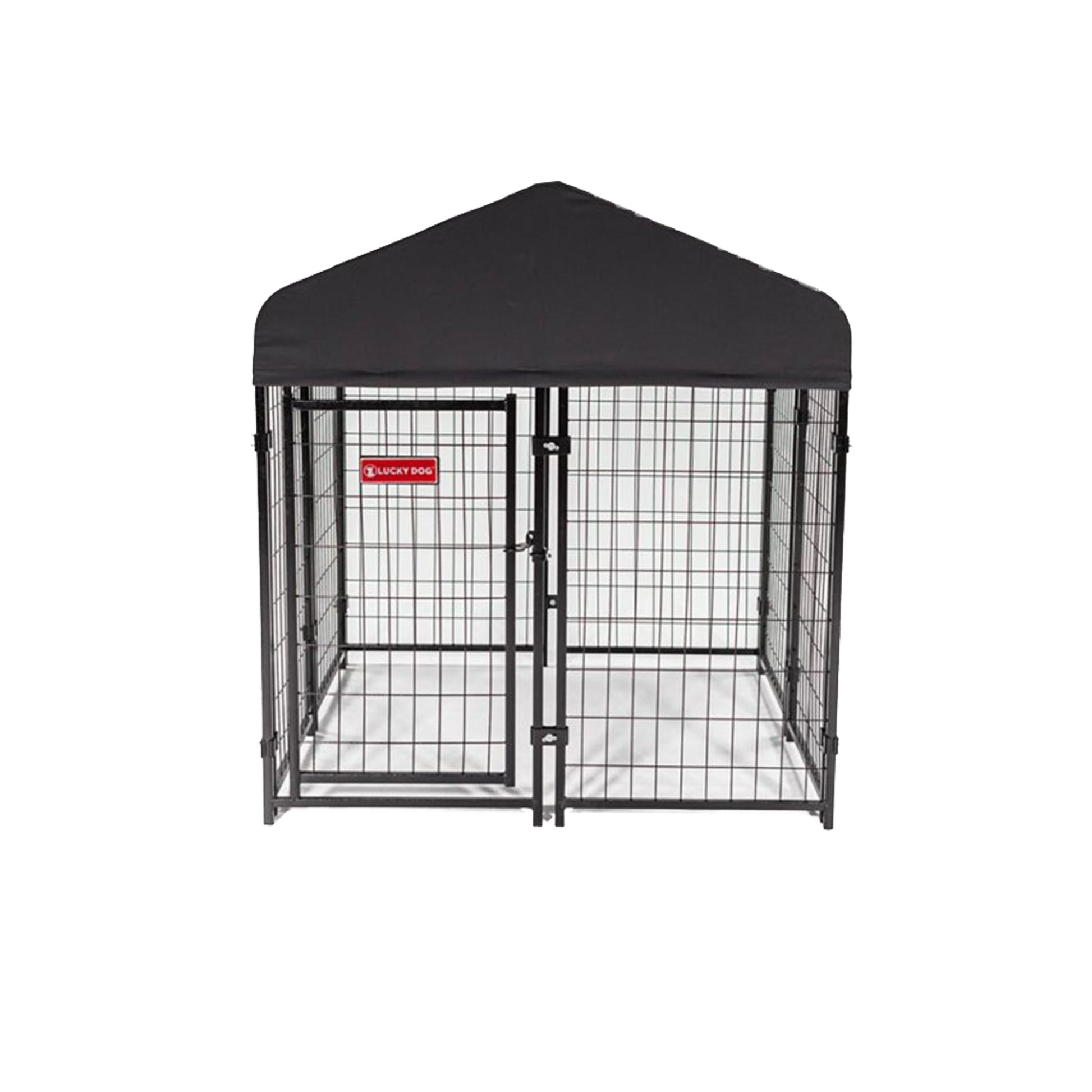 Lucky Dog STAY Series Studio Jr. 4 x 4 x 4.3 Foot Roofed Steel Dog Kennel, Grey - Angler's Pro Tackle & Outdoors