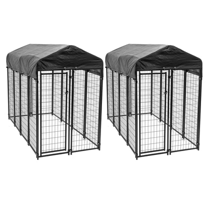 Lucky Dog Uptown Large Outdoor Covered Kennel Heavy Duty Dog Fence Pen (2 Pack) - Angler's Pro Tackle & Outdoors