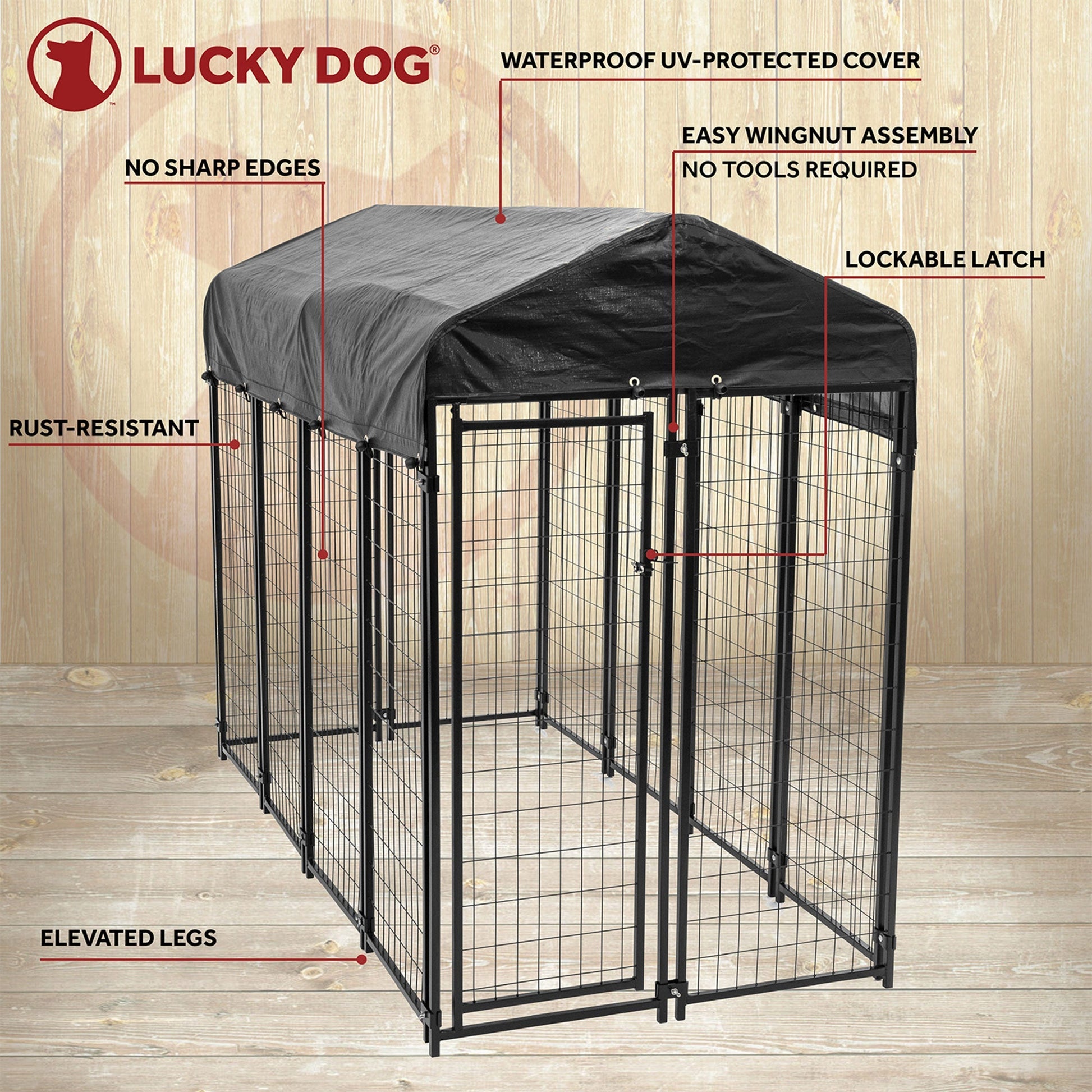 Lucky Dog Uptown Large Outdoor Covered Kennel Heavy Duty Dog Fence Pen (3 Pack) - Angler's Pro Tackle & Outdoors