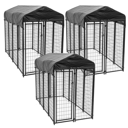 Lucky Dog Uptown Large Outdoor Covered Kennel Heavy Duty Dog Fence Pen (3 Pack) - Angler's Pro Tackle & Outdoors