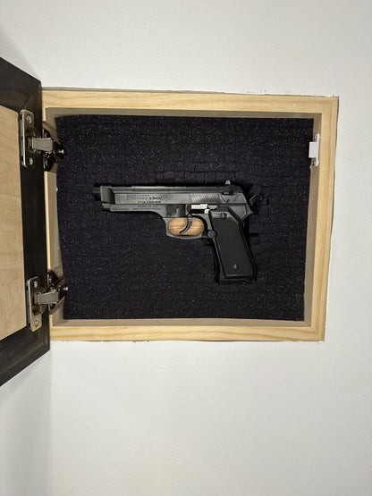 Bellewood Designs - Hidden Gun Safe Recessed In Wall With Luke 11:21 Bible Verse Decoration