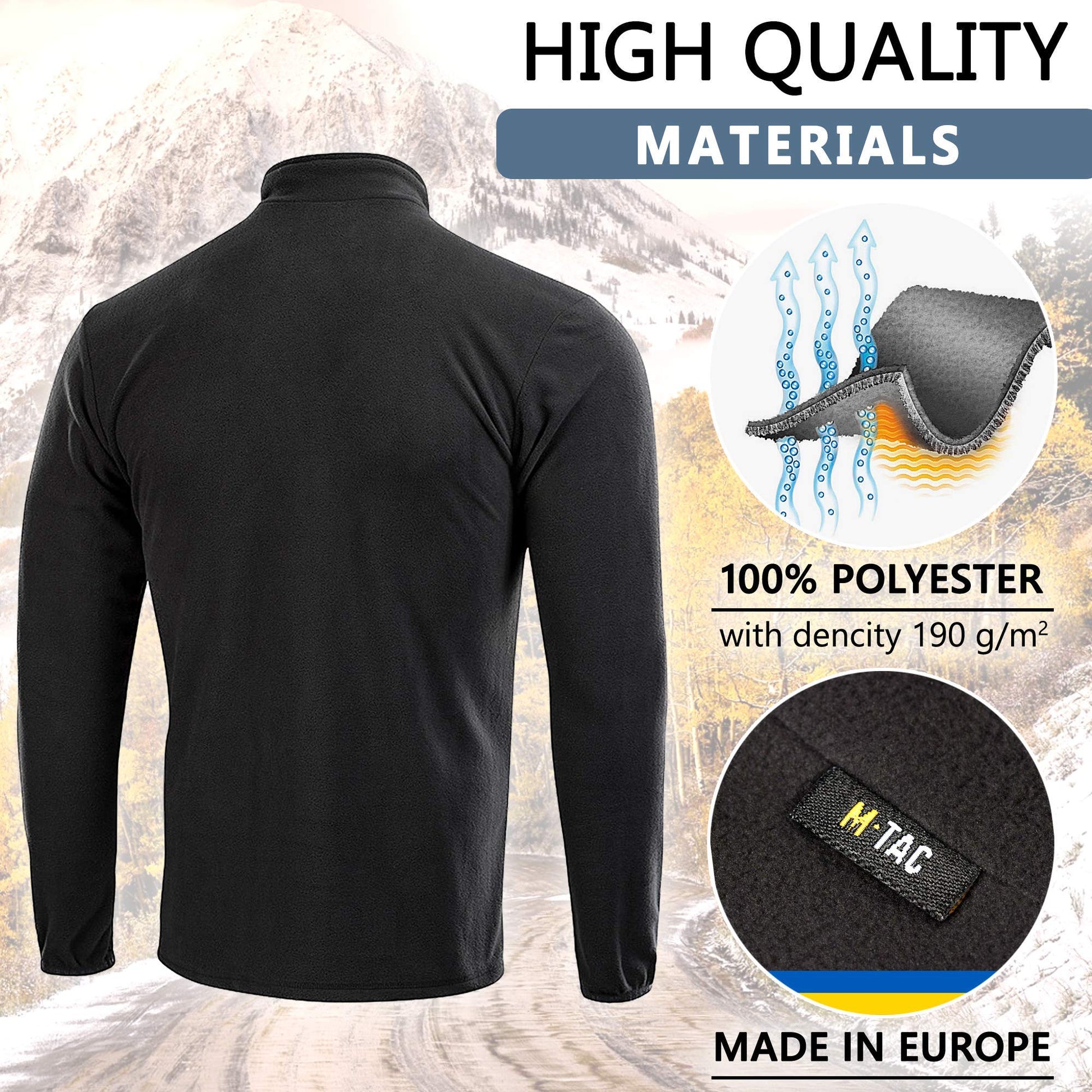 M - Tac Delta Fleece Jacket - Tactical Underwear Top Sweater 1/4 Zip - Angler's Pro Tackle & Outdoors