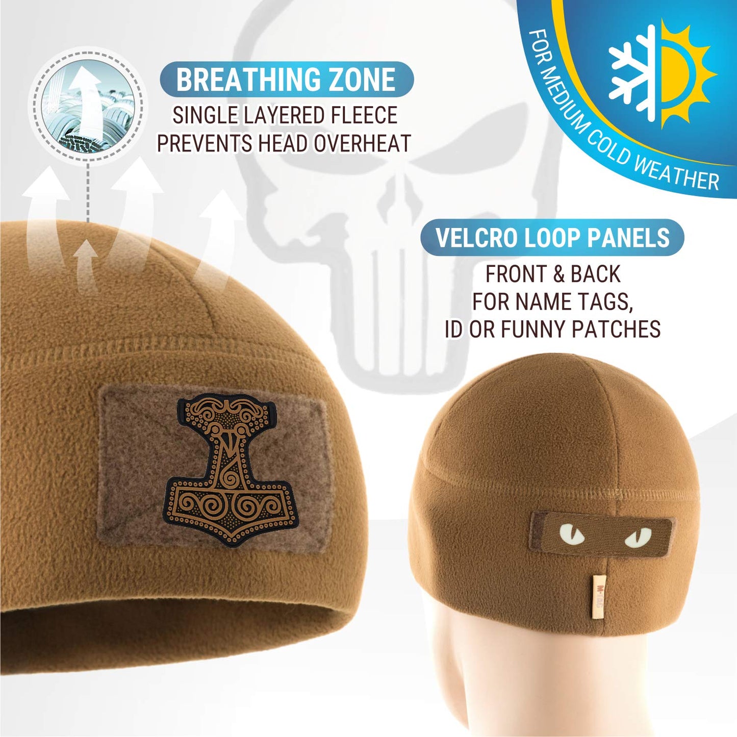 M - Tac Fleece Tactical Watch Cap Beanie With Patch Panel (270 g/m2) - Angler's Pro Tackle & Outdoors