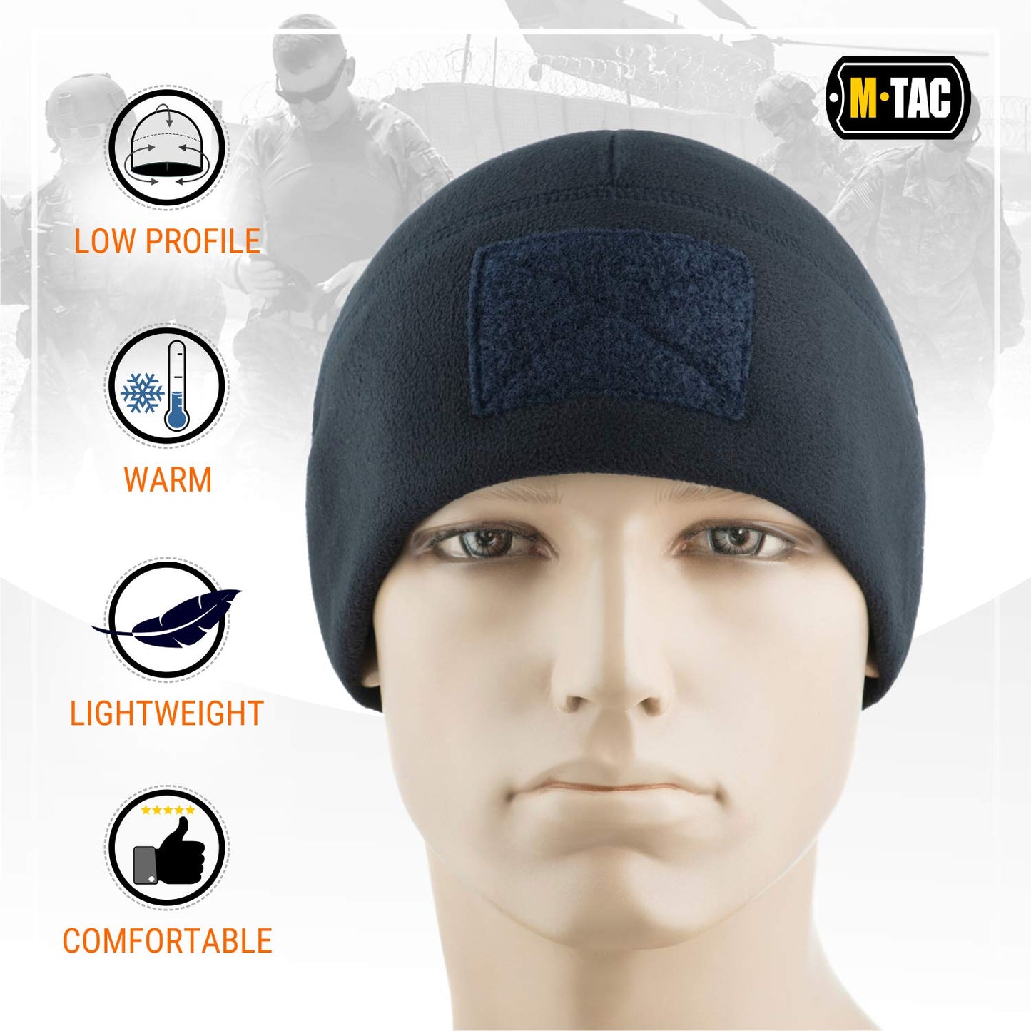 M - Tac Fleece Tactical Watch Cap Beanie With Patch Panel (270 g/m2) - Angler's Pro Tackle & Outdoors