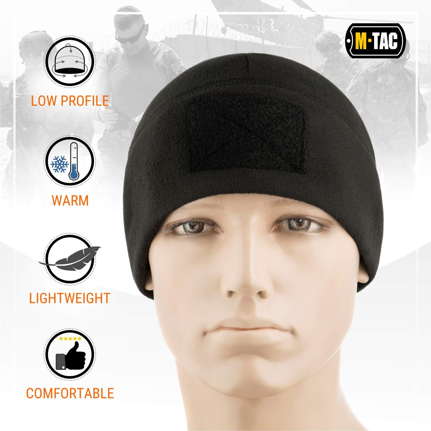 M - Tac Fleece Tactical Watch Cap Beanie With Patch Panel (270 g/m2) - Angler's Pro Tackle & Outdoors