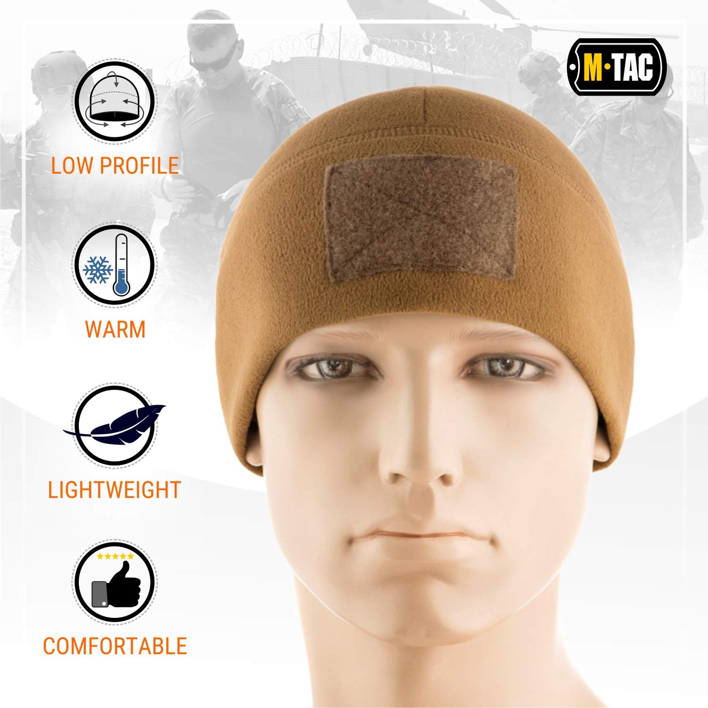 M - Tac Fleece Tactical Watch Cap Beanie With Patch Panel (270 g/m2) - Angler's Pro Tackle & Outdoors