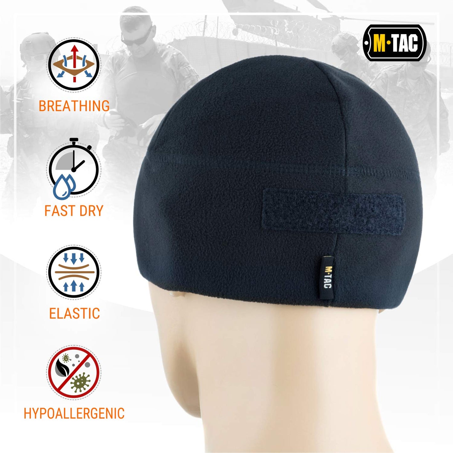 M - Tac Fleece Tactical Watch Cap Beanie With Patch Panel (270 g/m2) - Angler's Pro Tackle & Outdoors