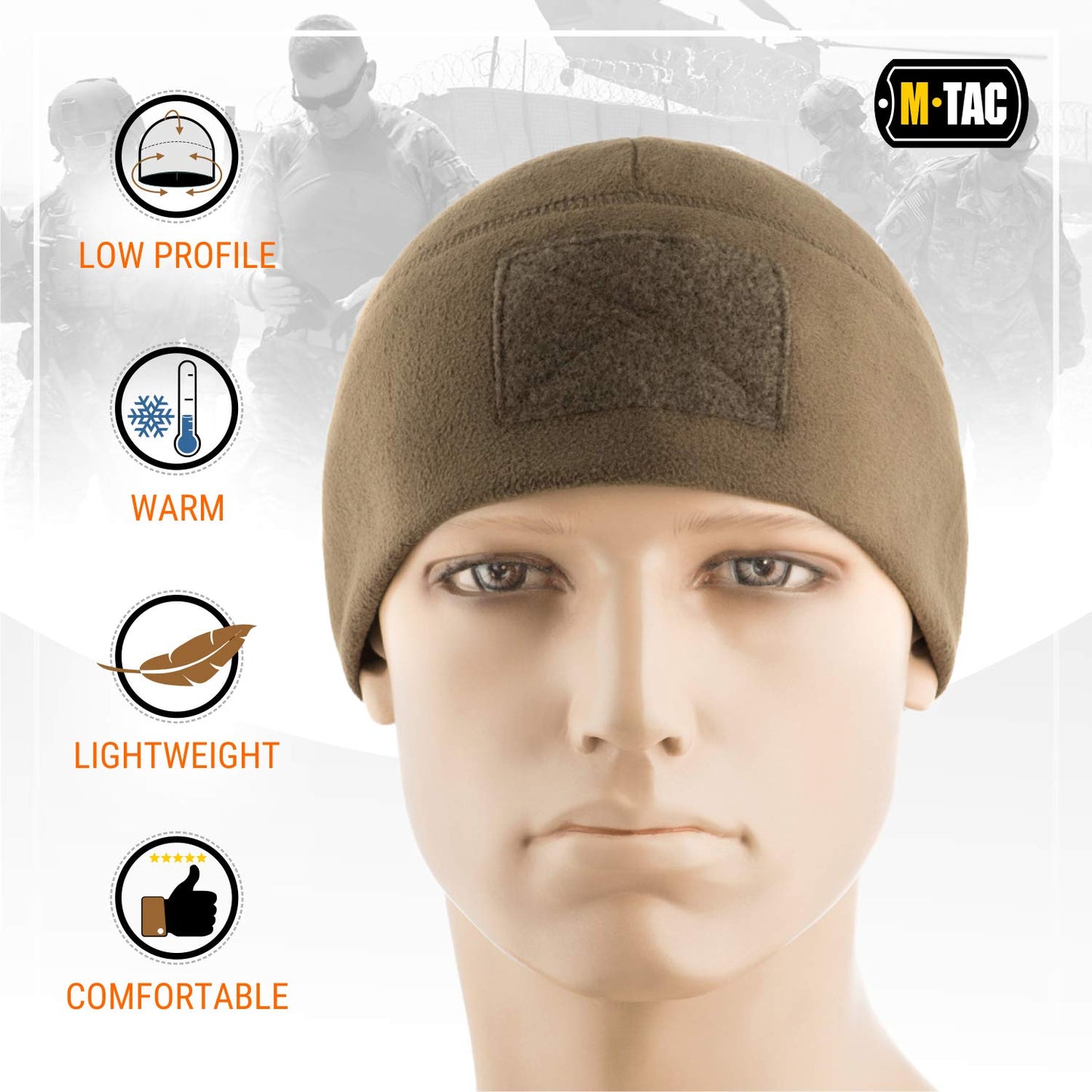 M - Tac Fleece Tactical Watch Cap Beanie With Patch Panel (270 g/m2) - Angler's Pro Tackle & Outdoors