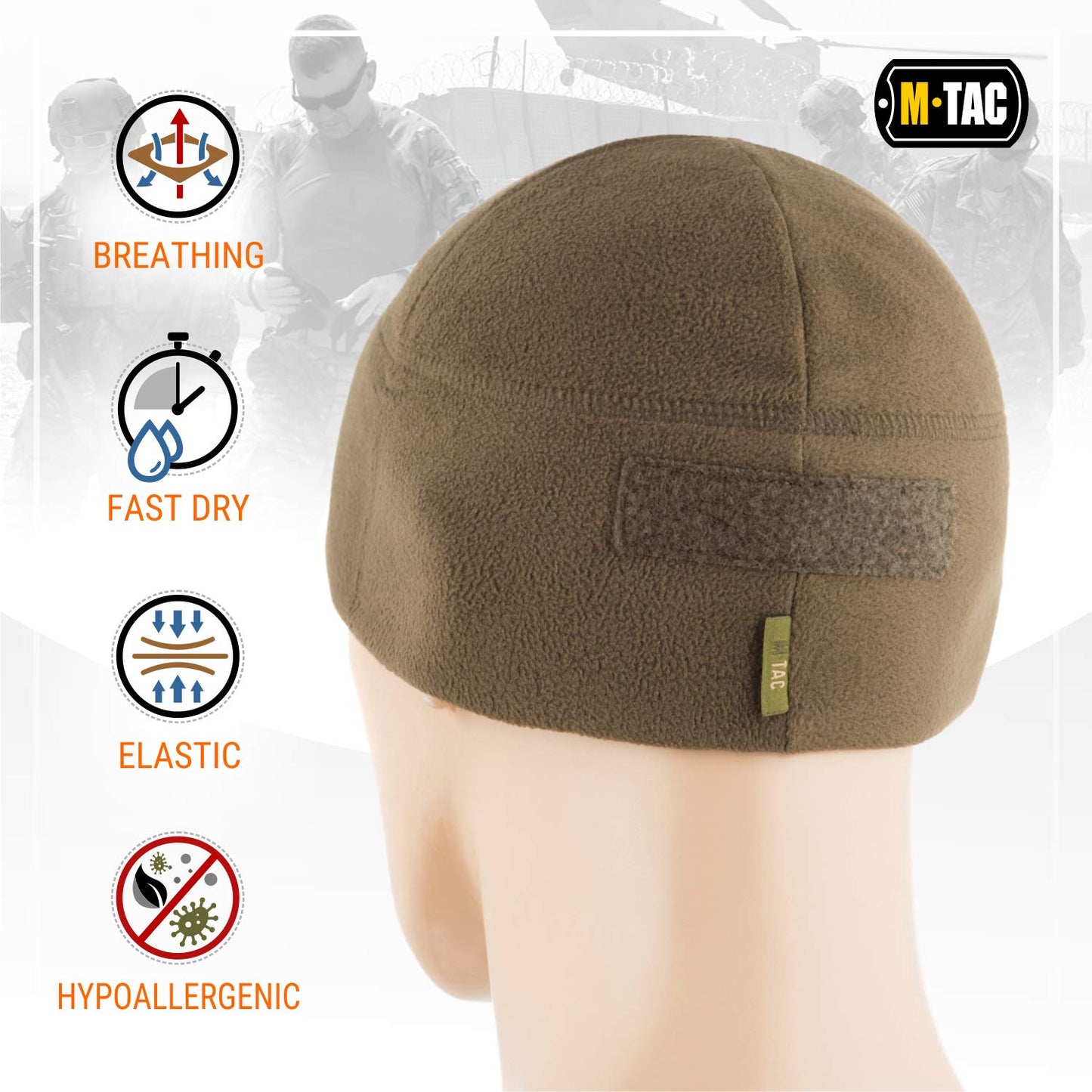 M - Tac Fleece Tactical Watch Cap Beanie With Patch Panel (270 g/m2) - Angler's Pro Tackle & Outdoors