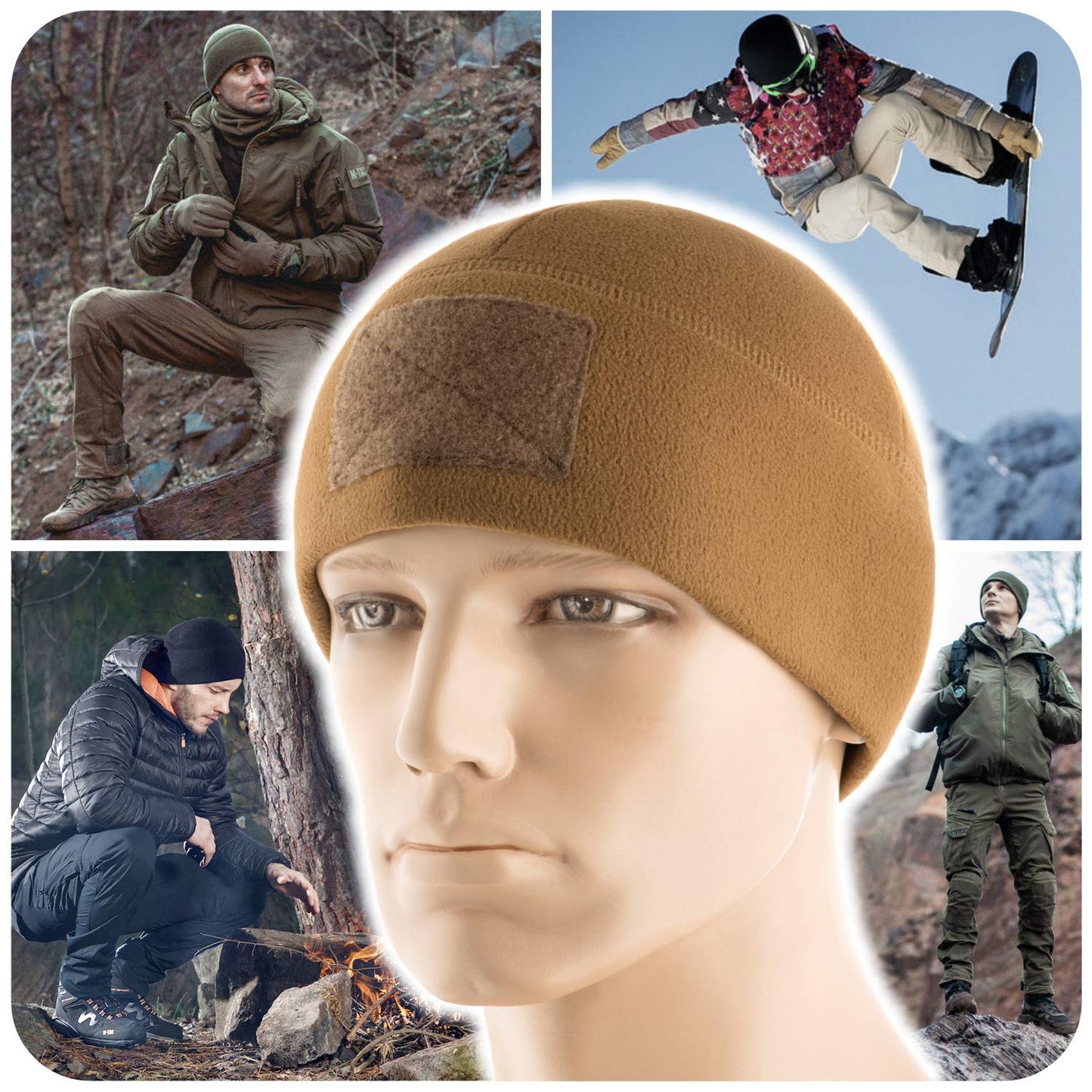 M - Tac Fleece Tactical Watch Cap Beanie With Patch Panel (270 g/m2) - Angler's Pro Tackle & Outdoors