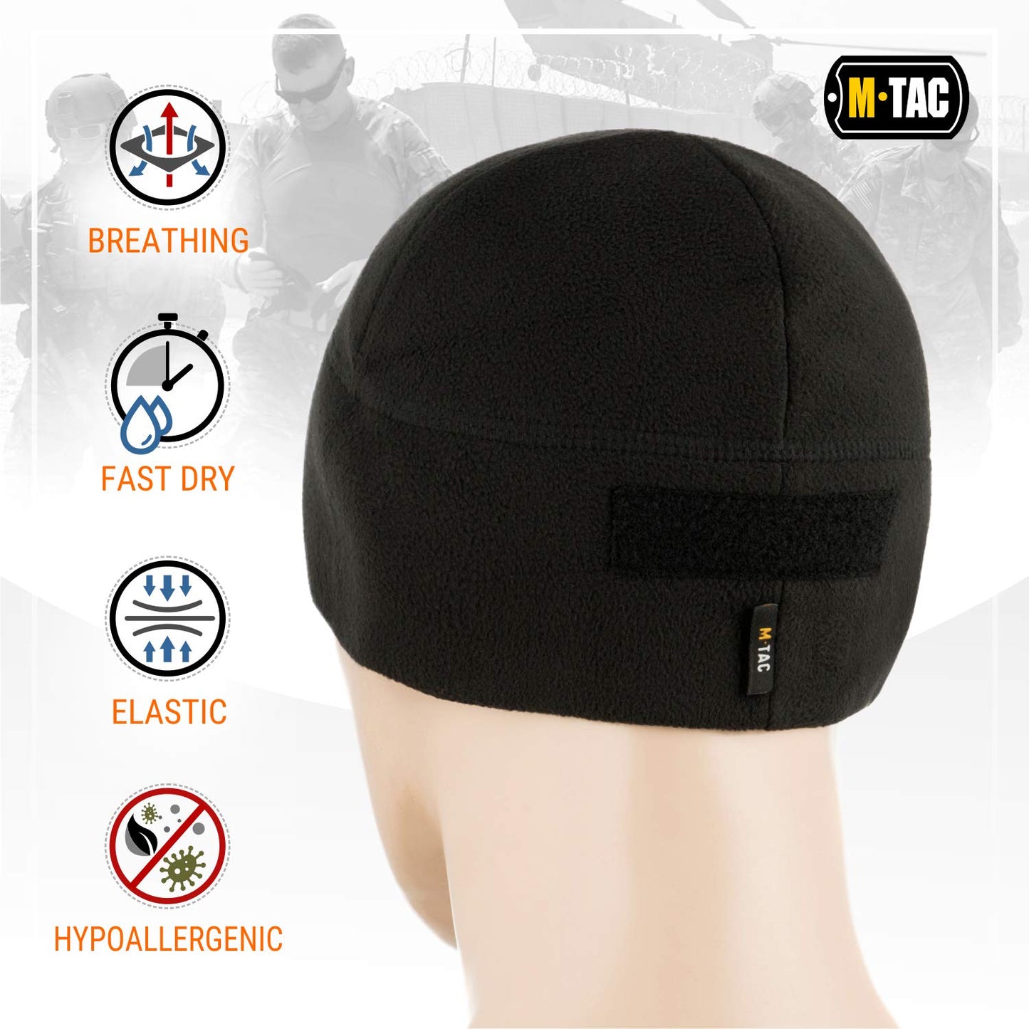 M - Tac Fleece Tactical Watch Cap Beanie With Patch Panel (270 g/m2) - Angler's Pro Tackle & Outdoors