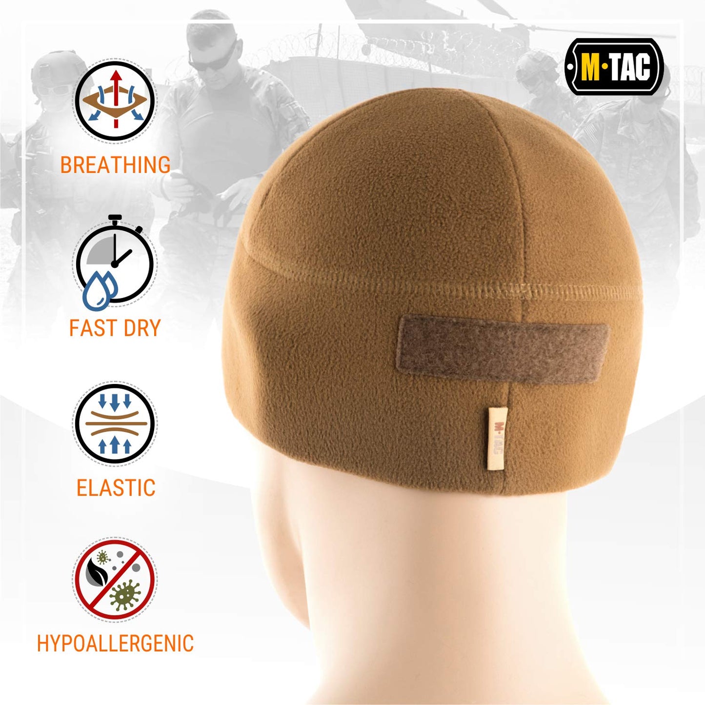 M - Tac Fleece Tactical Watch Cap Beanie With Patch Panel (270 g/m2) - Angler's Pro Tackle & Outdoors