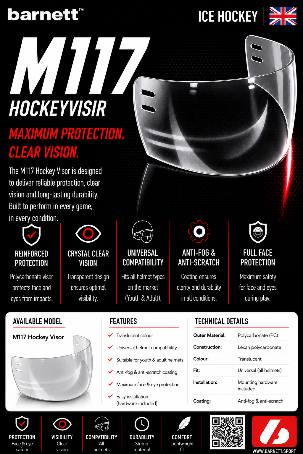 Barnett M117 Hockey visor
