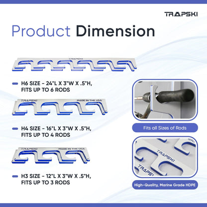 TRAPSKI Premium Fishing Rod/Pole Holder Rack Organizers