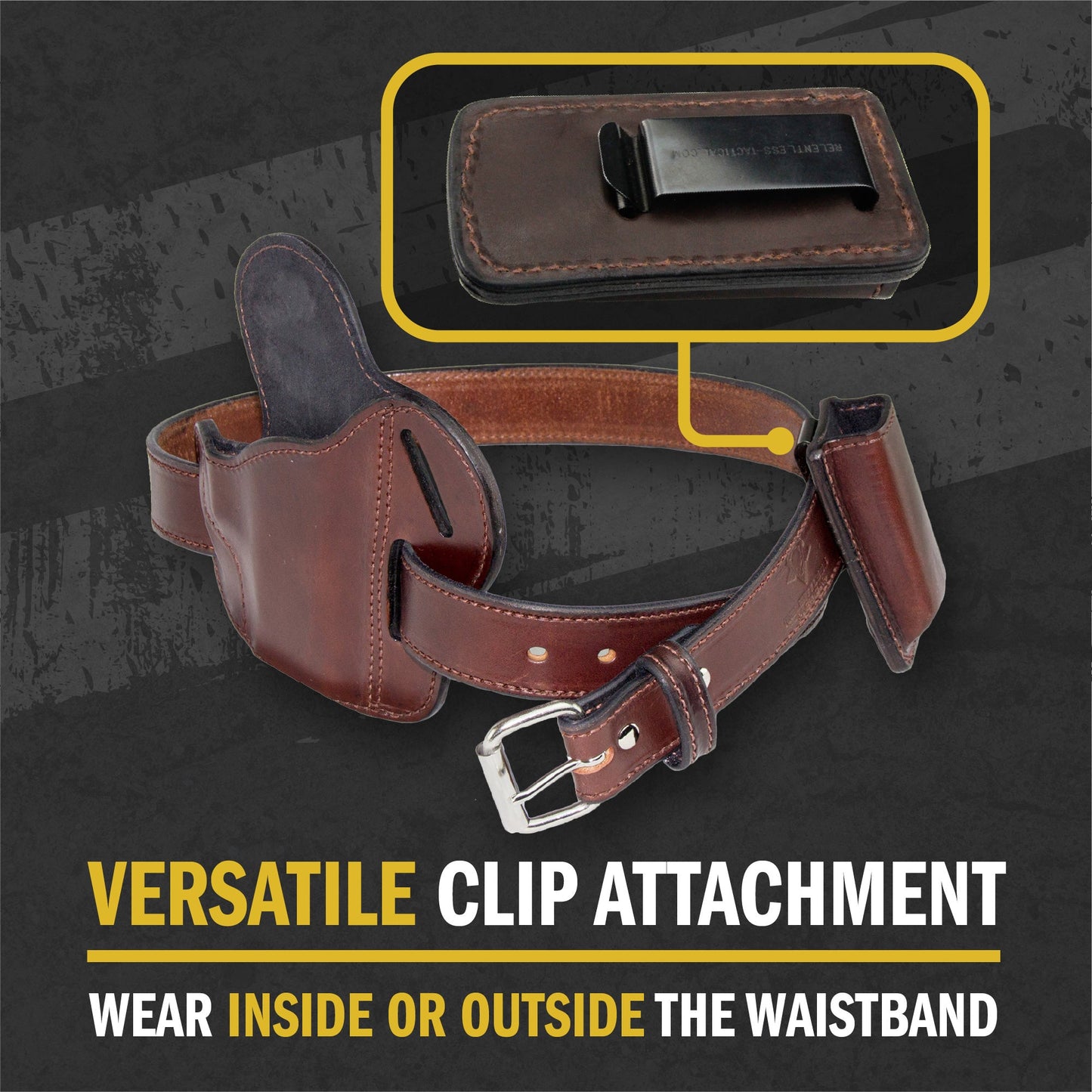 Relentless Tactical Leather Magazine Holder | Made In USA | Lifetime Warranty | Fits virtually any 9mm, .40, .45 or .380 Pistol Mag | Single or Double Stack | IWB or OWB