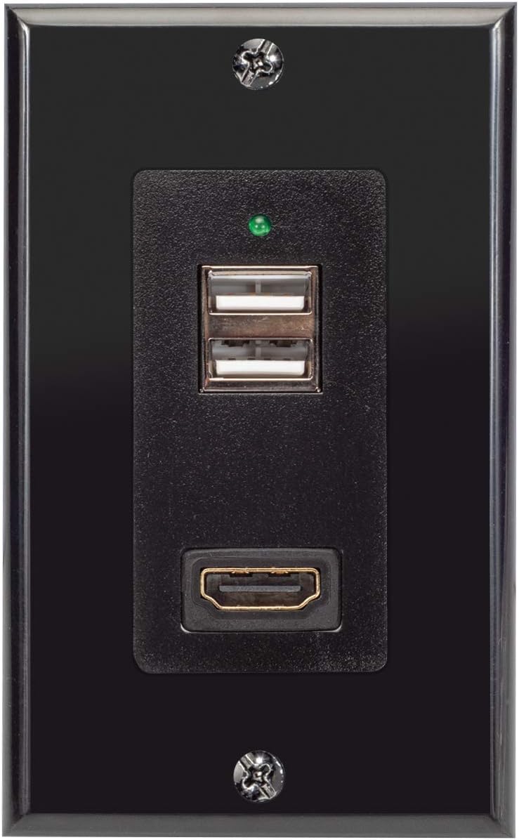 Magnadyne WC-USBHD-B | Wall Mount USB-A Charging Port & HDMI Pass Through