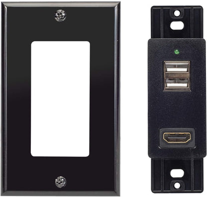 Magnadyne WC-USBHD-B | Wall Mount USB-A Charging Port & HDMI Pass Through