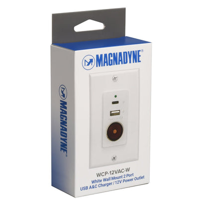Magnadyne WCP-12VAC | Wall Mount Charger w/ 12V VPA Socket, USB A/C & Wall Plate