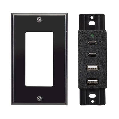 Magnadyne WCP-USBAC-B | Wall Mount Dual USB A & C Charger | 4 Ports & Wall Plate