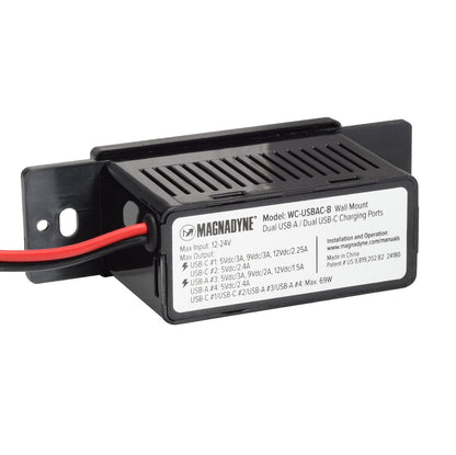 Magnadyne WCP-USBAC-B | Wall Mount Dual USB A & C Charger | 4 Ports & Wall Plate