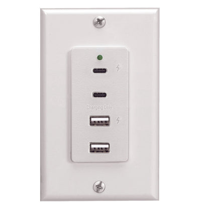 Magnadyne WCP-USBAC-B | Wall Mount Dual USB A & C Charger | 4 Ports & Wall Plate