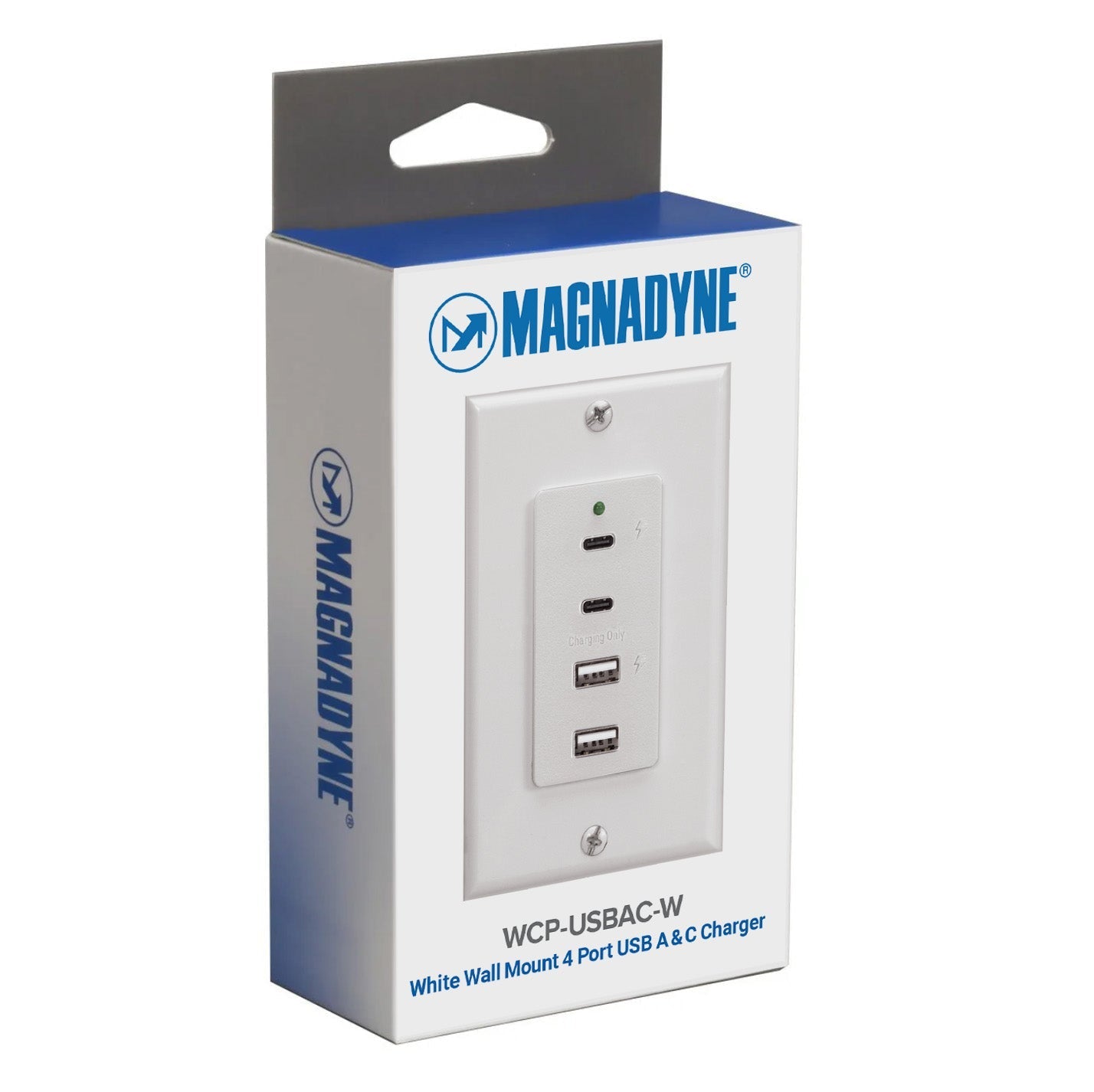 Magnadyne WCP-USBAC-B | Wall Mount Dual USB A & C Charger | 4 Ports & Wall Plate