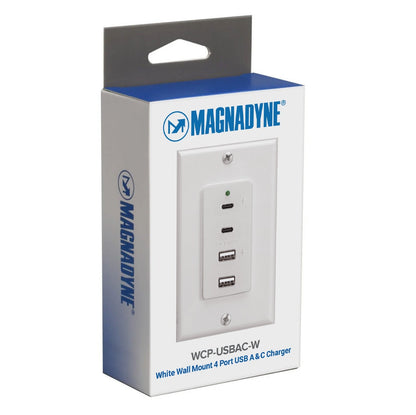 Magnadyne WCP-USBAC-B | Wall Mount Dual USB A & C Charger | 4 Ports & Wall Plate