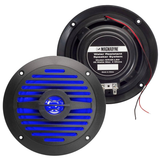 Magnadyne WR4B-LED-PAIR | 5" Water Resistant Dual Cone Speaker with Blue LED Lights | Sold as a Pair