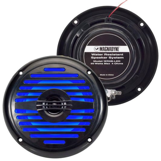 Magnadyne WR5B-LED | 5.25" Water Resistant 2-Way Speaker with Blue LED Lights | Sold as a Pair