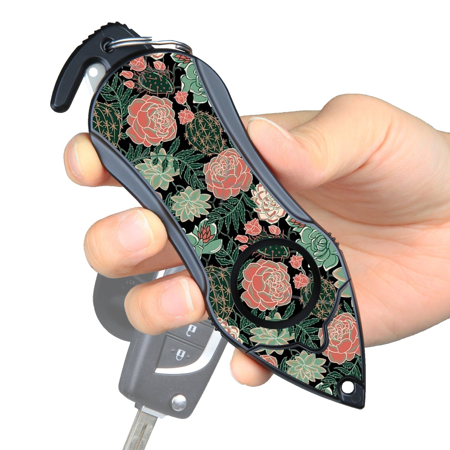 Personal Alarm Keychain Safety  Emergency Tool (Green Flower)Stinger Survival Tools